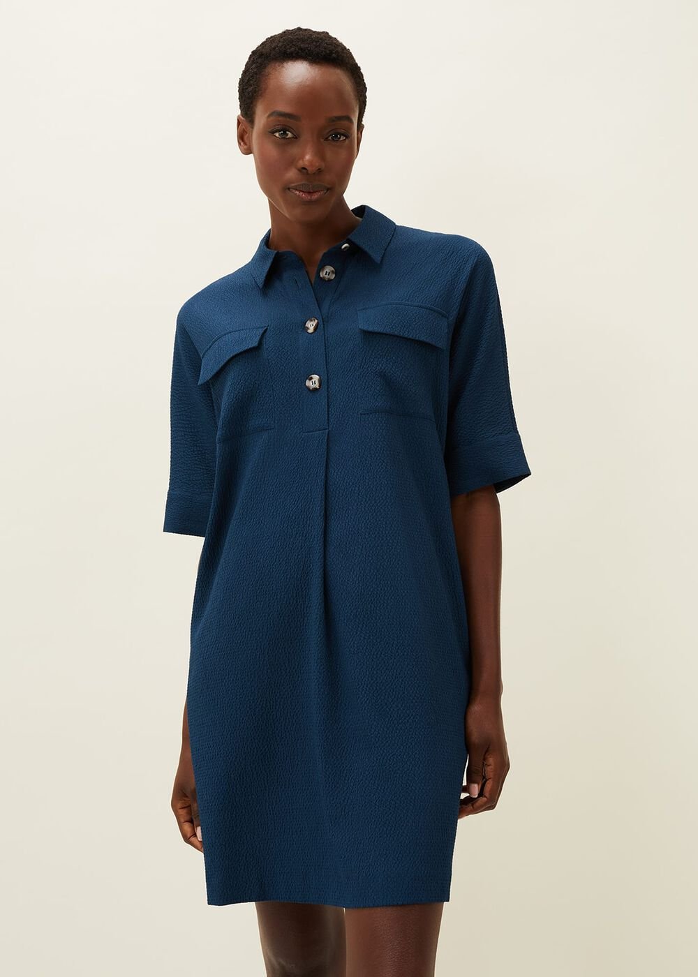 Faye Textured Tunic Dress Teal