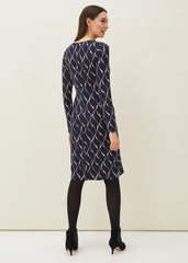 Ally Swirl Midi Dress Navy