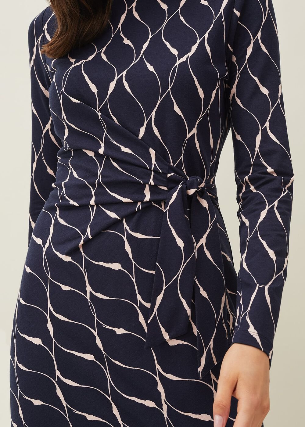 Ally Swirl Midi Dress Navy