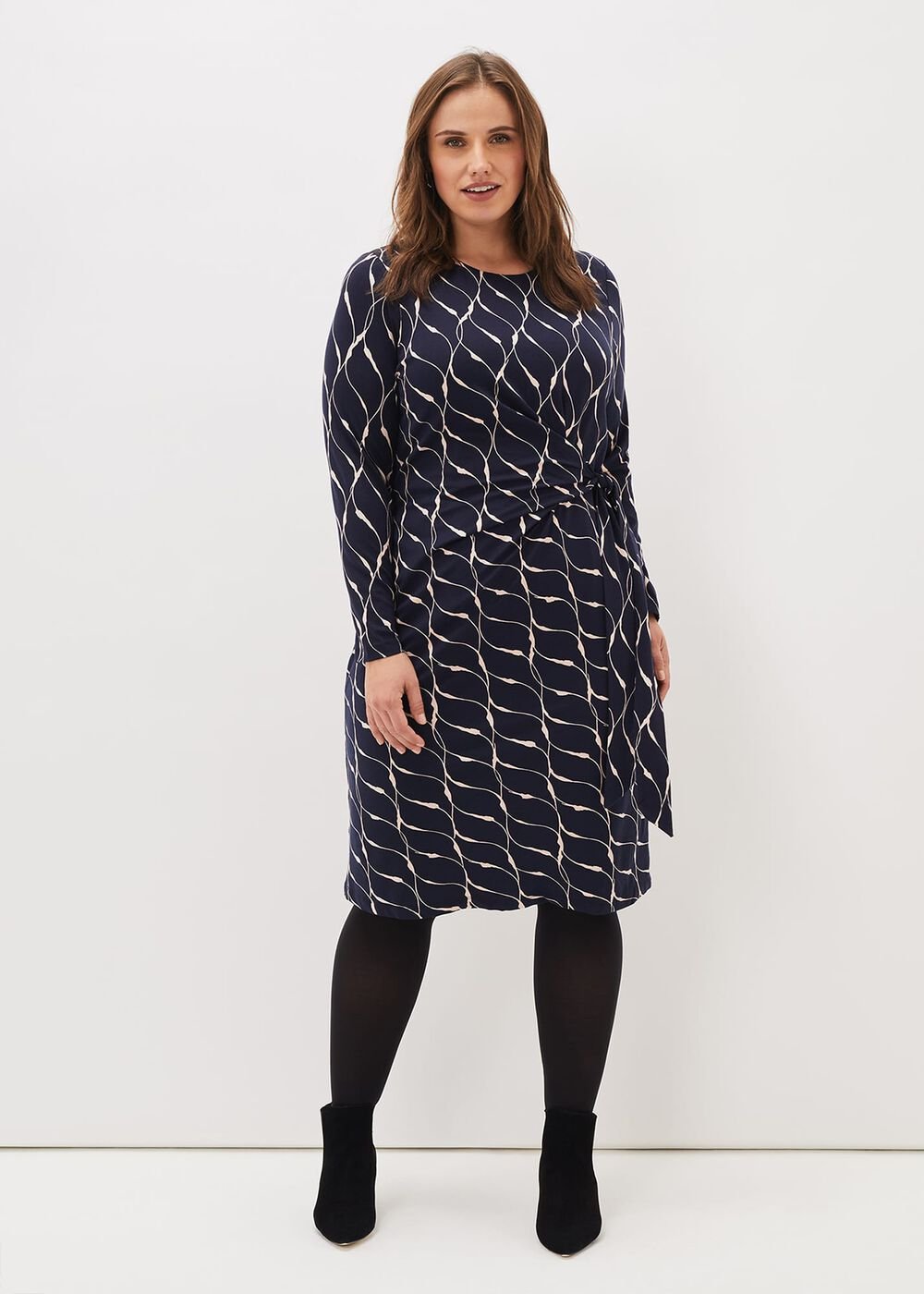 Ally Swirl Midi Dress Navy