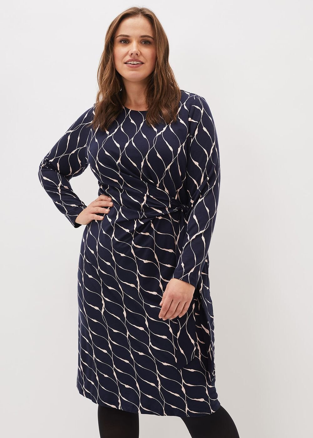 Ally Swirl Midi Dress Navy