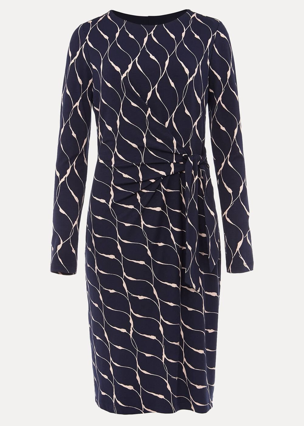Ally Swirl Midi Dress Navy
