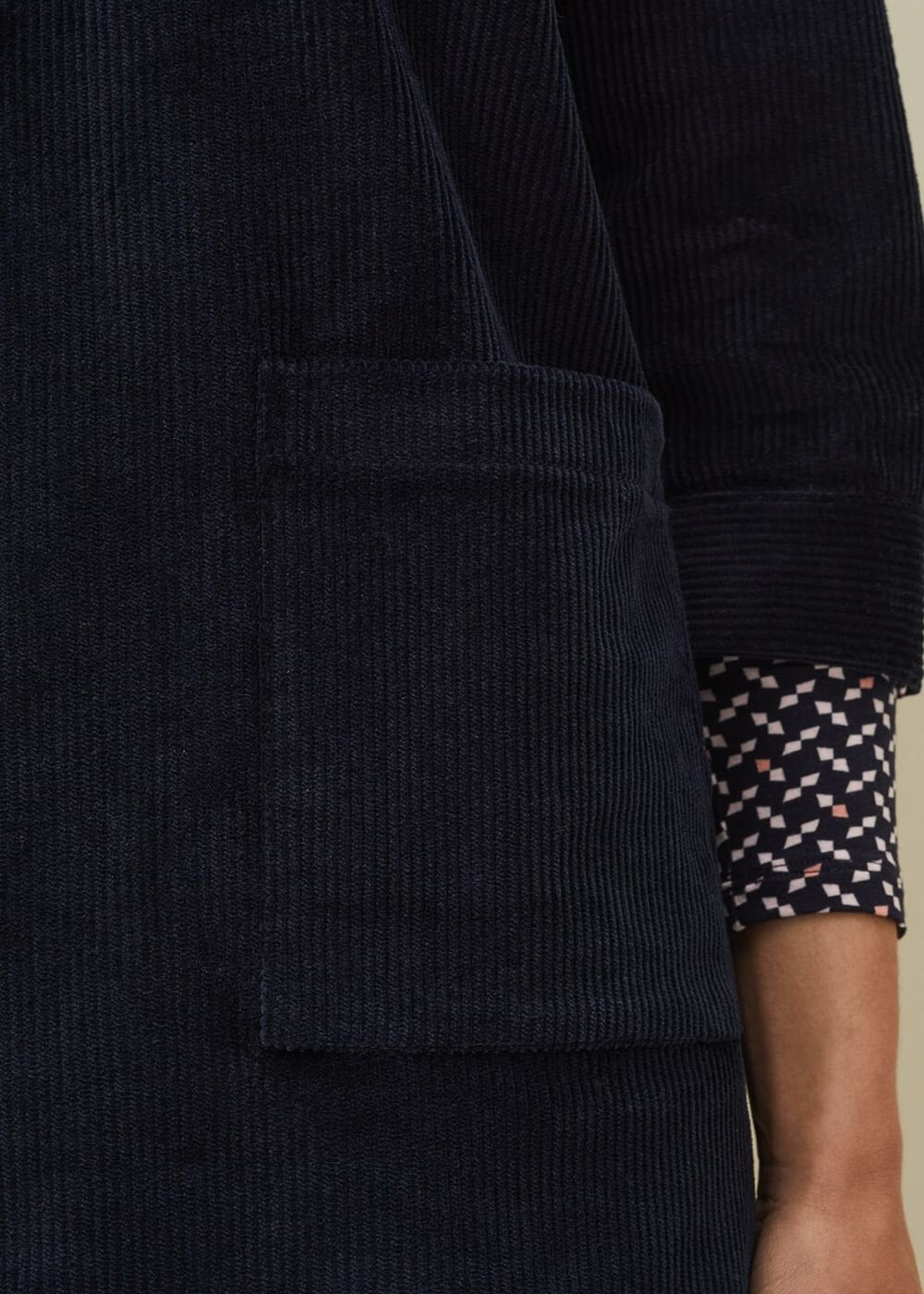 Kirsty Corduroy Zip Front Dress Navy