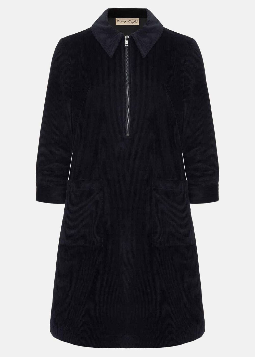 Kirsty Corduroy Zip Front Dress Navy