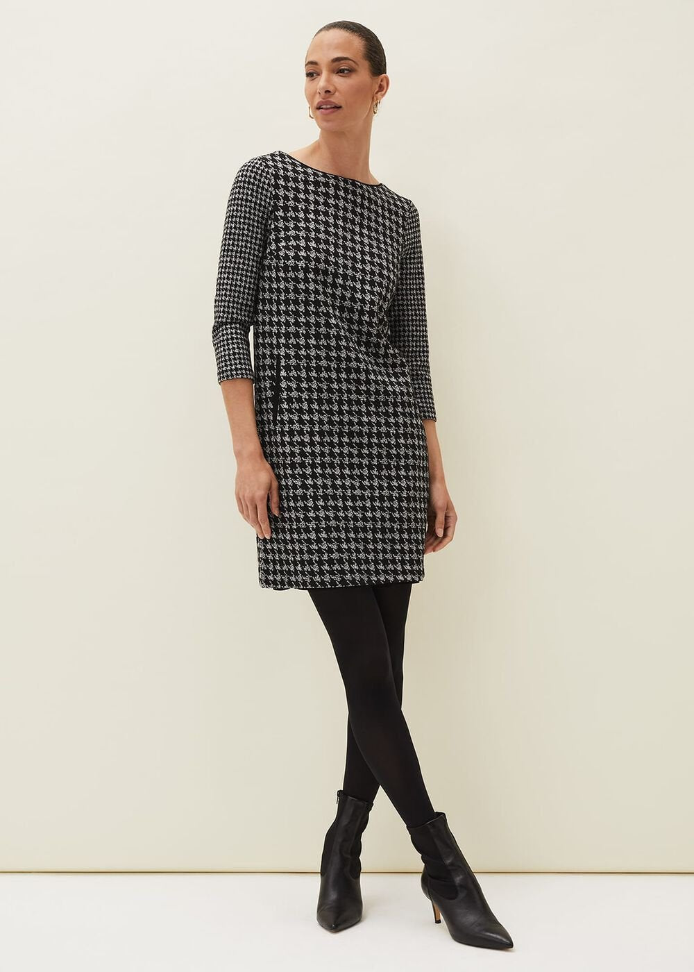 Lenia Check Shift Dress Black/Grey