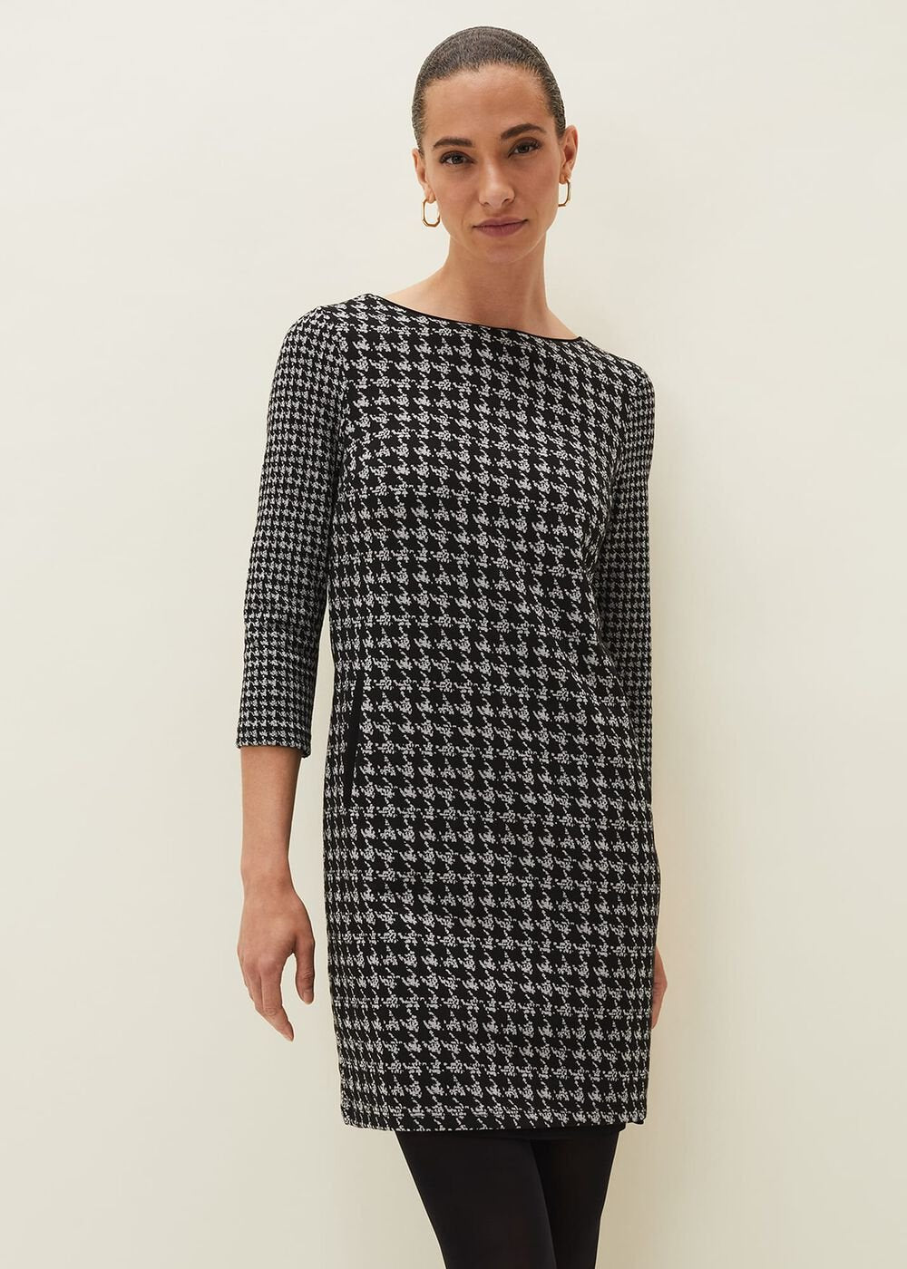 Lenia Check Shift Dress Black/Grey