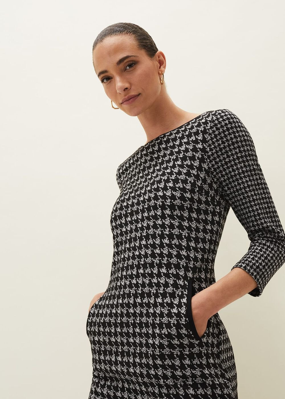 Lenia Check Shift Dress Black/Grey