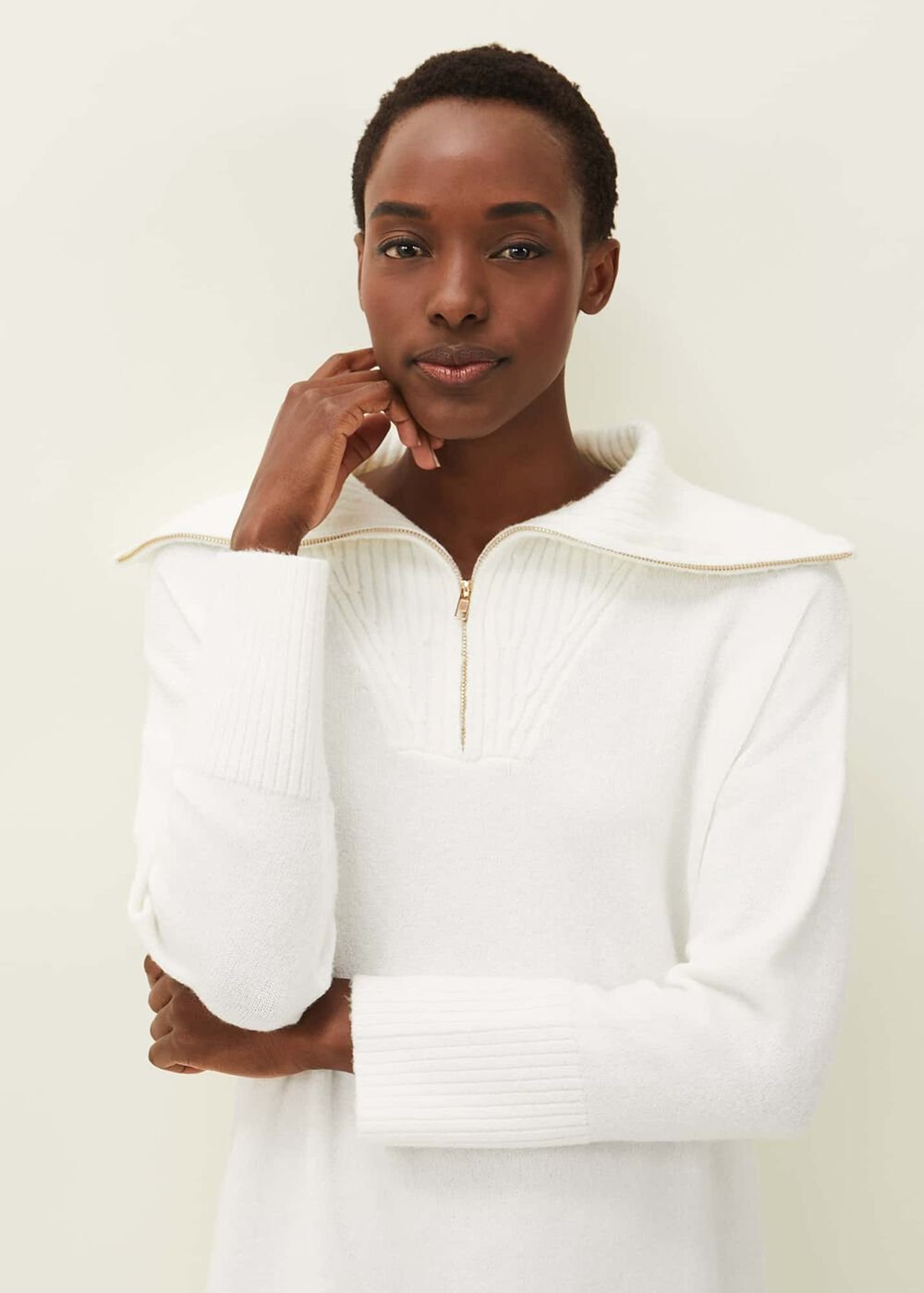 Isabella Zip Up Tunic Dress Winter White