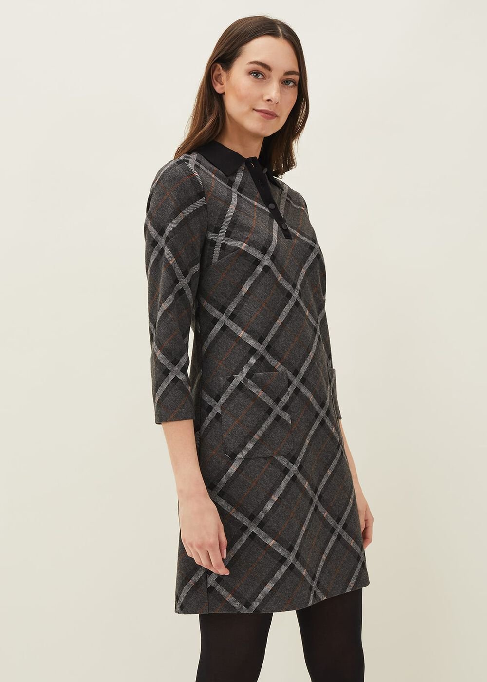 Rayia Check Tunic Dress Black/Grey