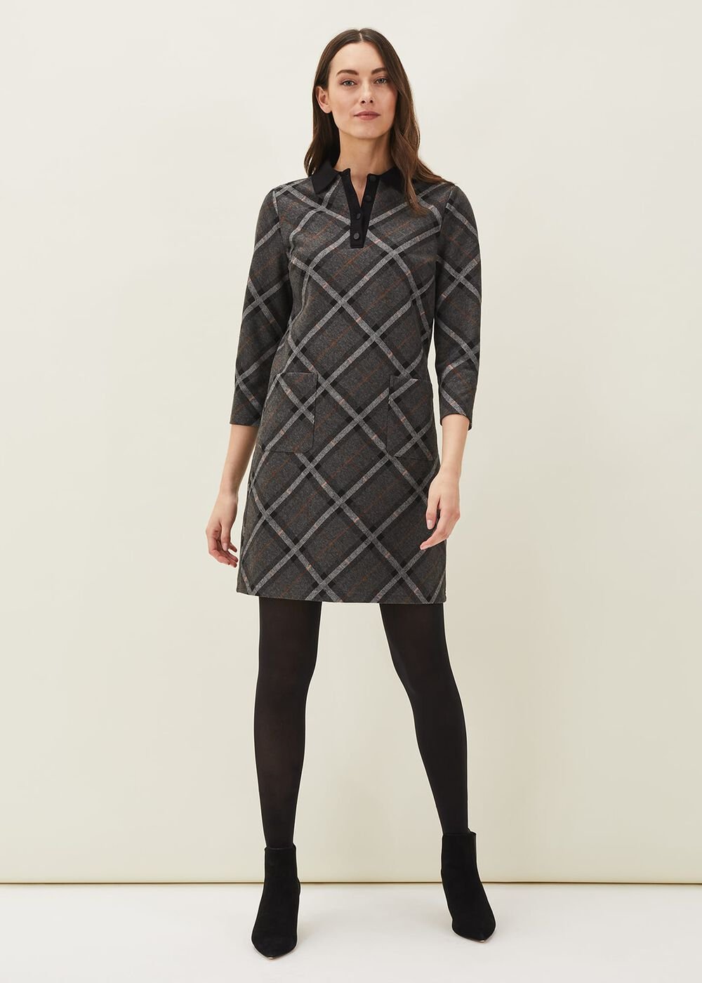 Rayia Check Tunic Dress Black/Grey