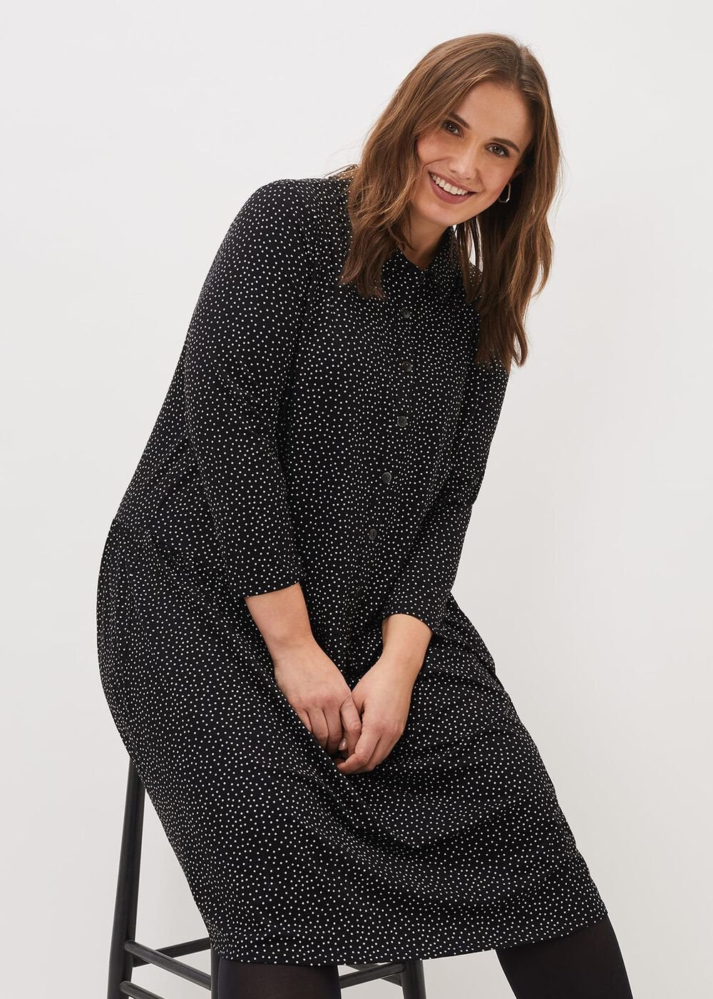Mina Spot Jersey Dress Black