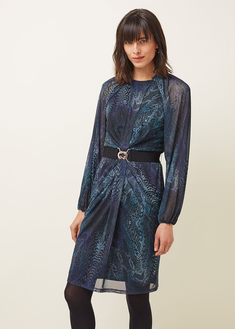 Amelie Snake Print Dress Teal/Black