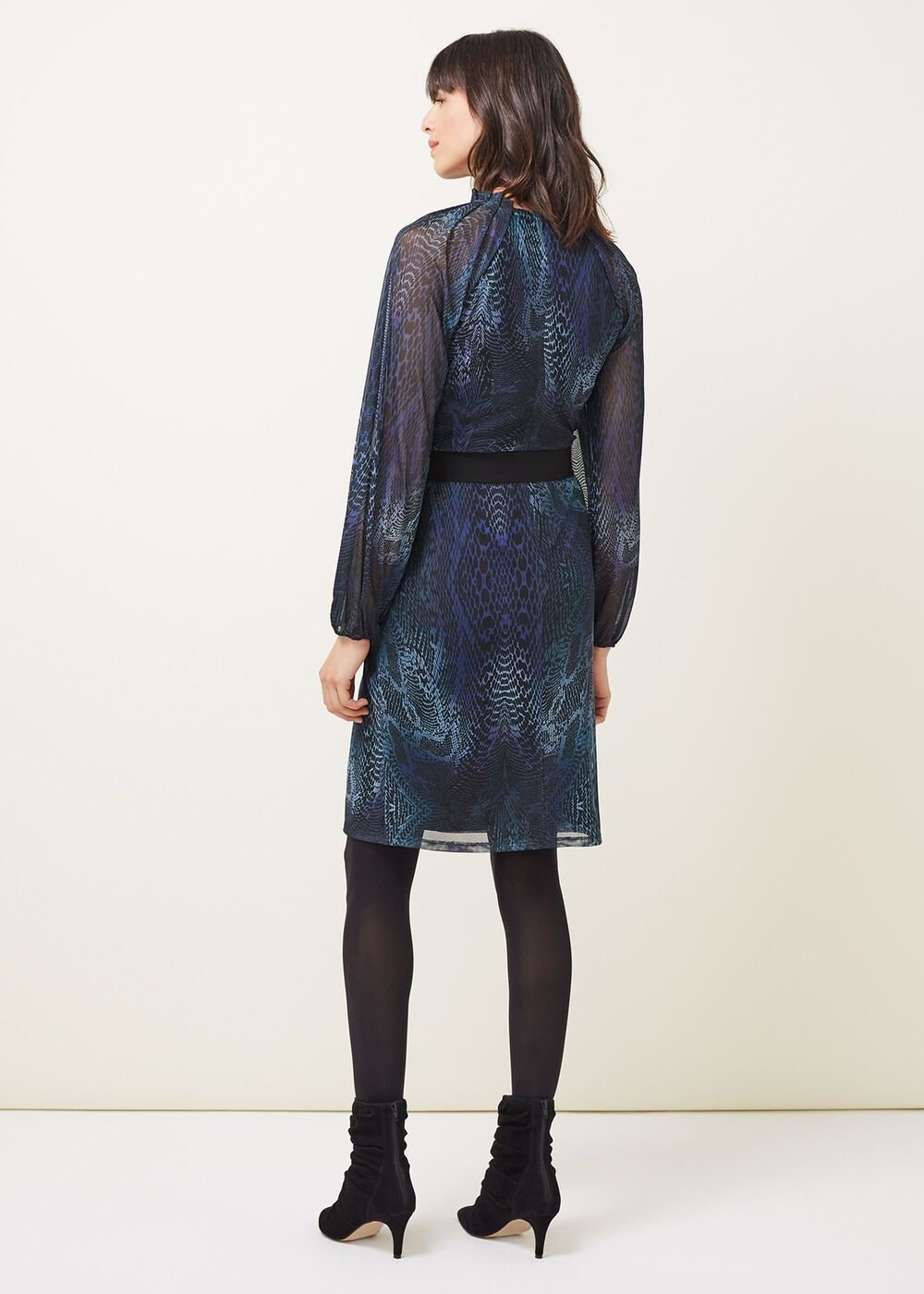 Amelie Snake Print Dress Teal/Black