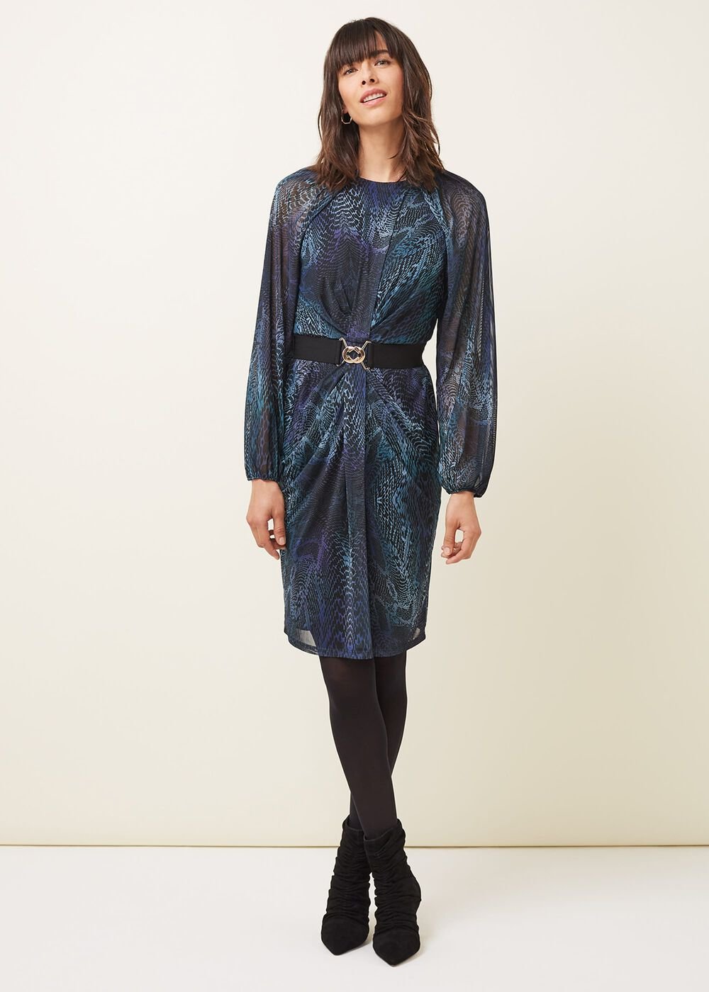 Amelie Snake Print Dress Teal/Black