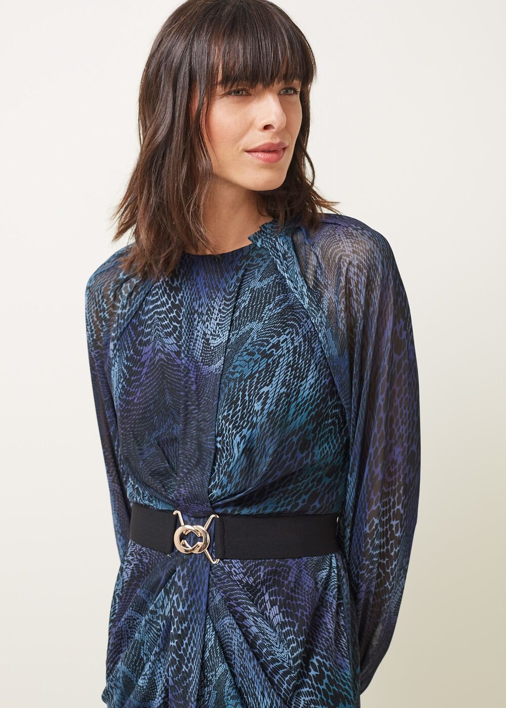 Amelie Snake Print Dress Teal/Black