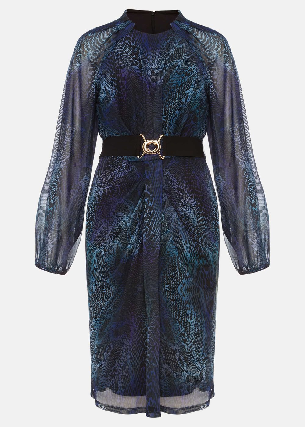 Amelie Snake Print Dress Teal/Black