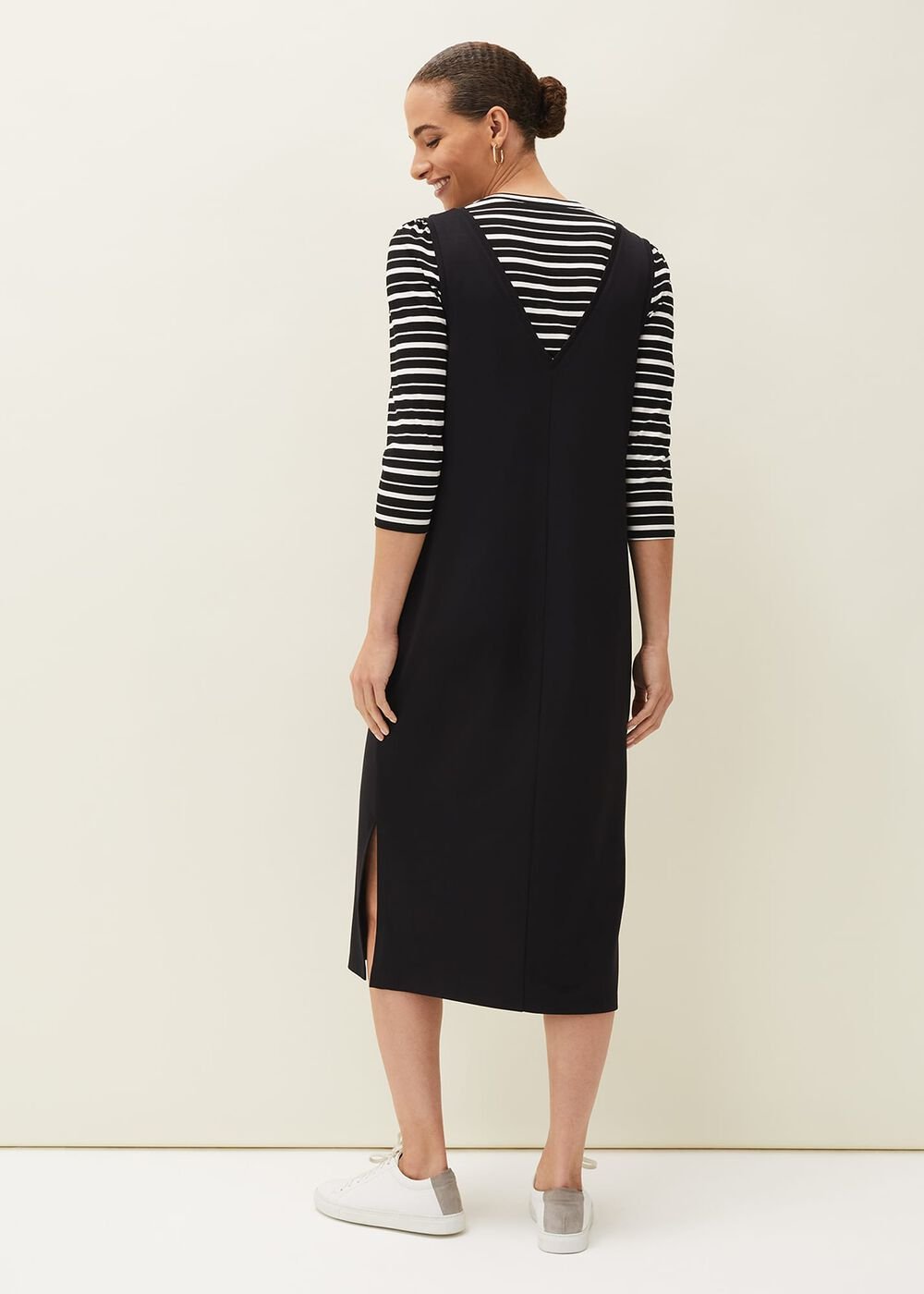 Catya Two Piece Stripe Top And Dress Black