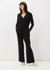 Zarra Wrap Wide Leg Jersey Jumpsuit Charcoal