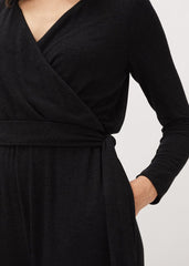 Zarra Wrap Wide Leg Jersey Jumpsuit Charcoal