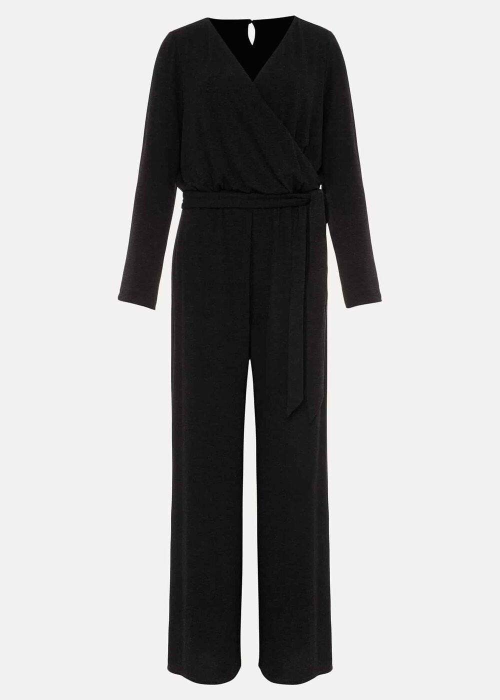 Zarra Wrap Wide Leg Jersey Jumpsuit Charcoal