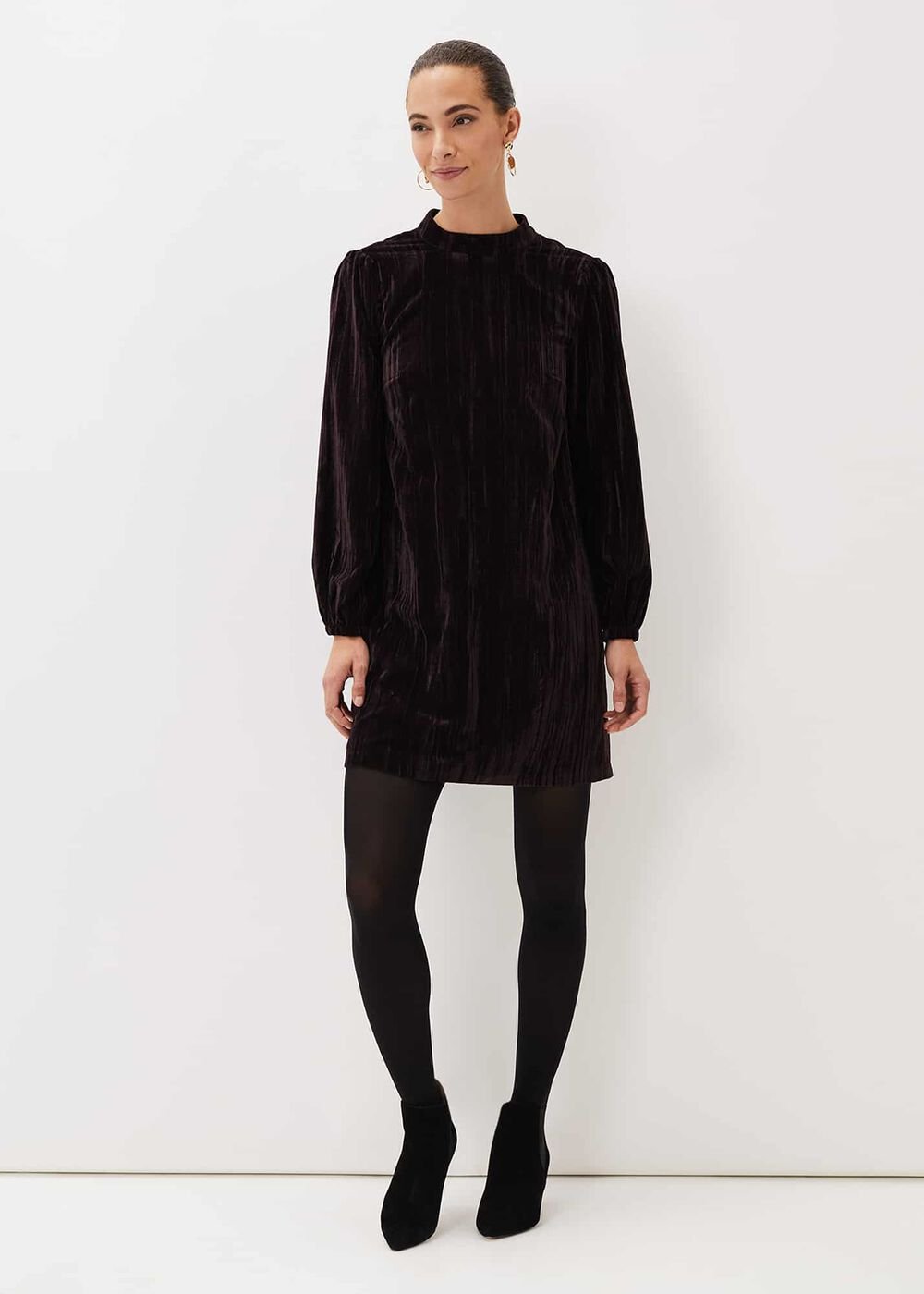 Jacinda Velvet Shift Dress Aubergine