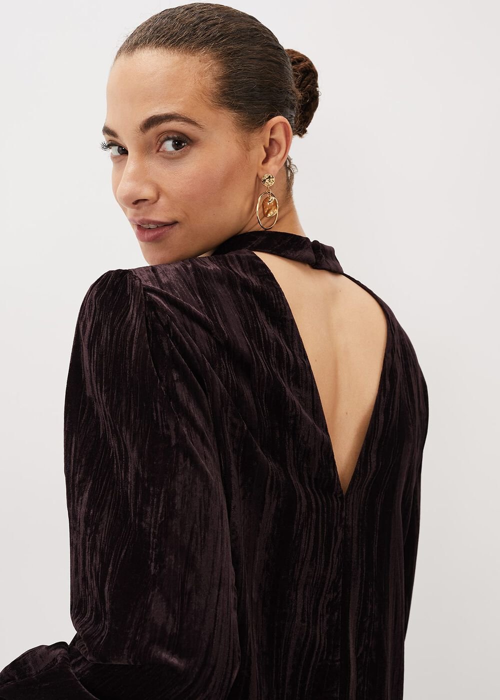Jacinda Velvet Shift Dress Aubergine