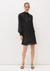 Elina Metallic Plisse Dress Pewter