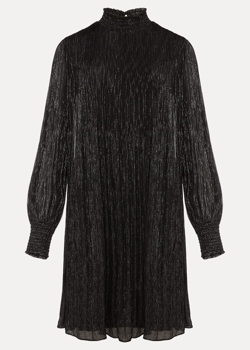 Elina Metallic Plisse Dress Pewter