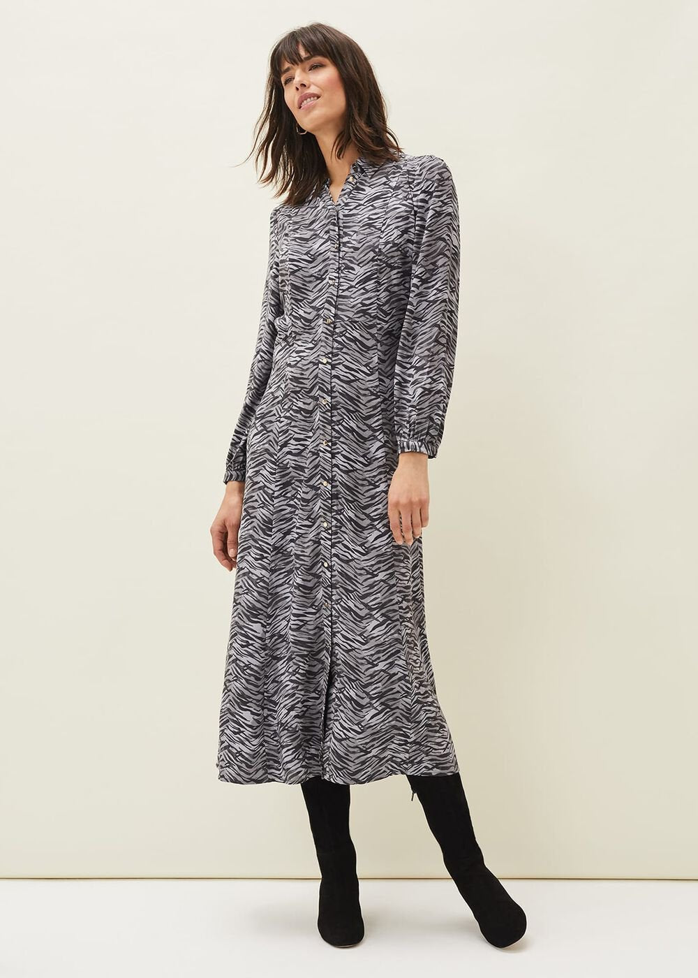 Amari Zebra Print Midaxi Dress Multi-Coloured