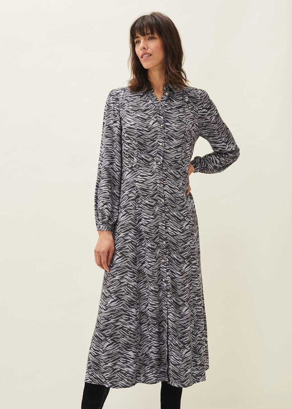 Amari Zebra Print Midaxi Dress Multi-Coloured