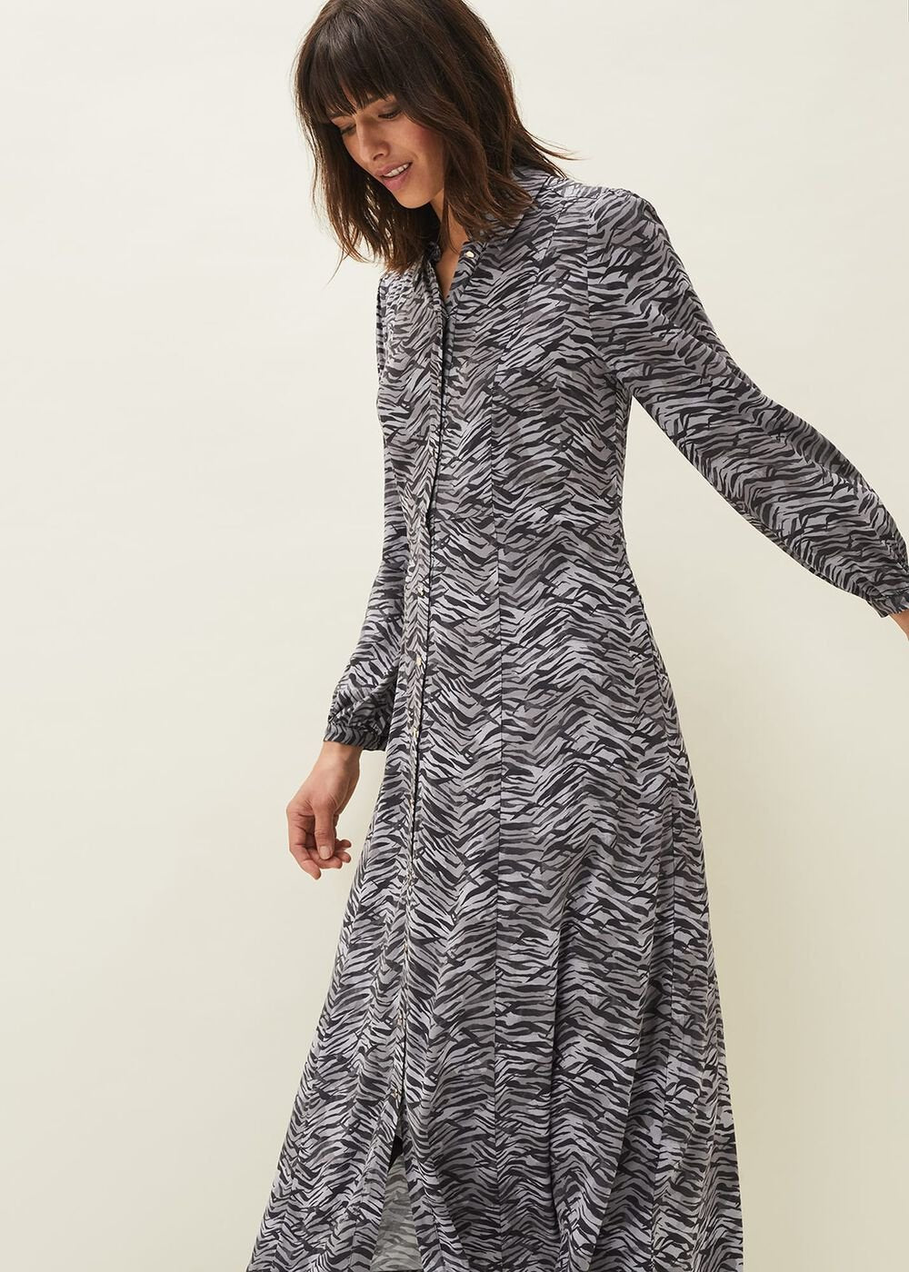 Amari Zebra Print Midaxi Dress Multi-Coloured