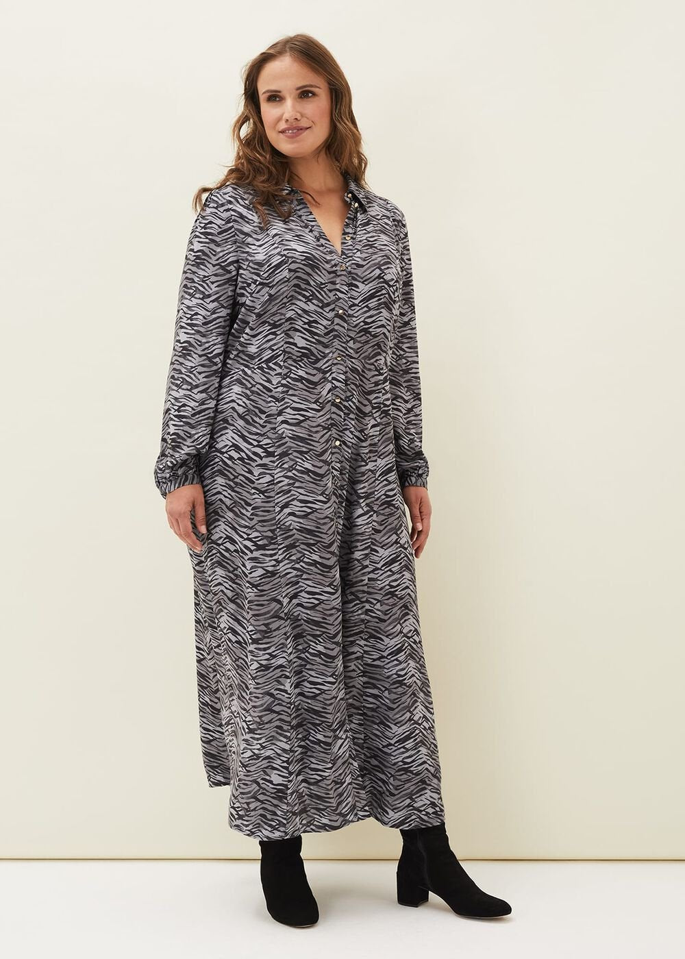 Amari Zebra Print Midaxi Dress Multi-Coloured