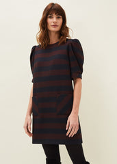 Maple Stripe Dress Navy/Chestnut
