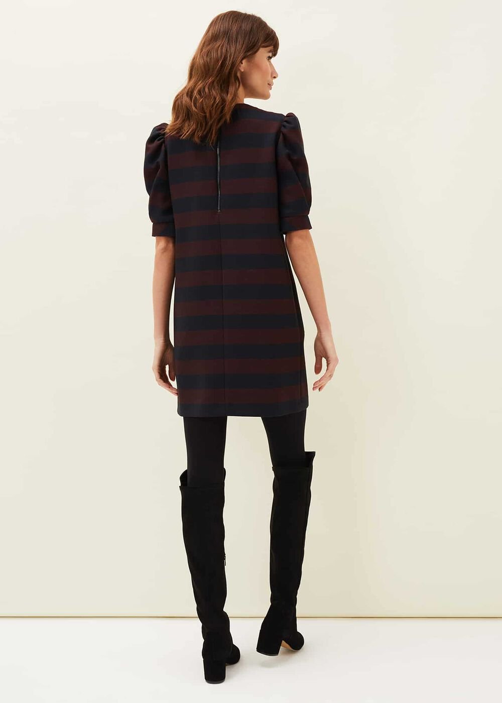 Maple Stripe Dress Navy/Chestnut