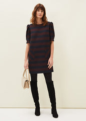 Maple Stripe Dress Navy/Chestnut