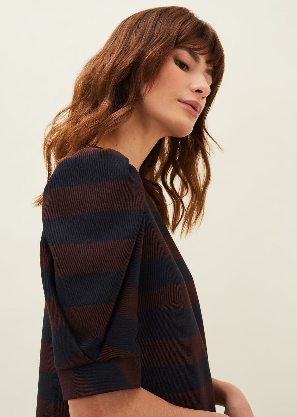 Maple Stripe Dress Navy/Chestnut