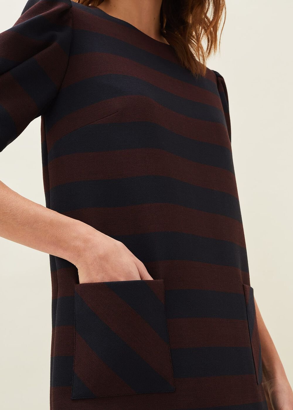 Maple Stripe Dress Navy/Chestnut