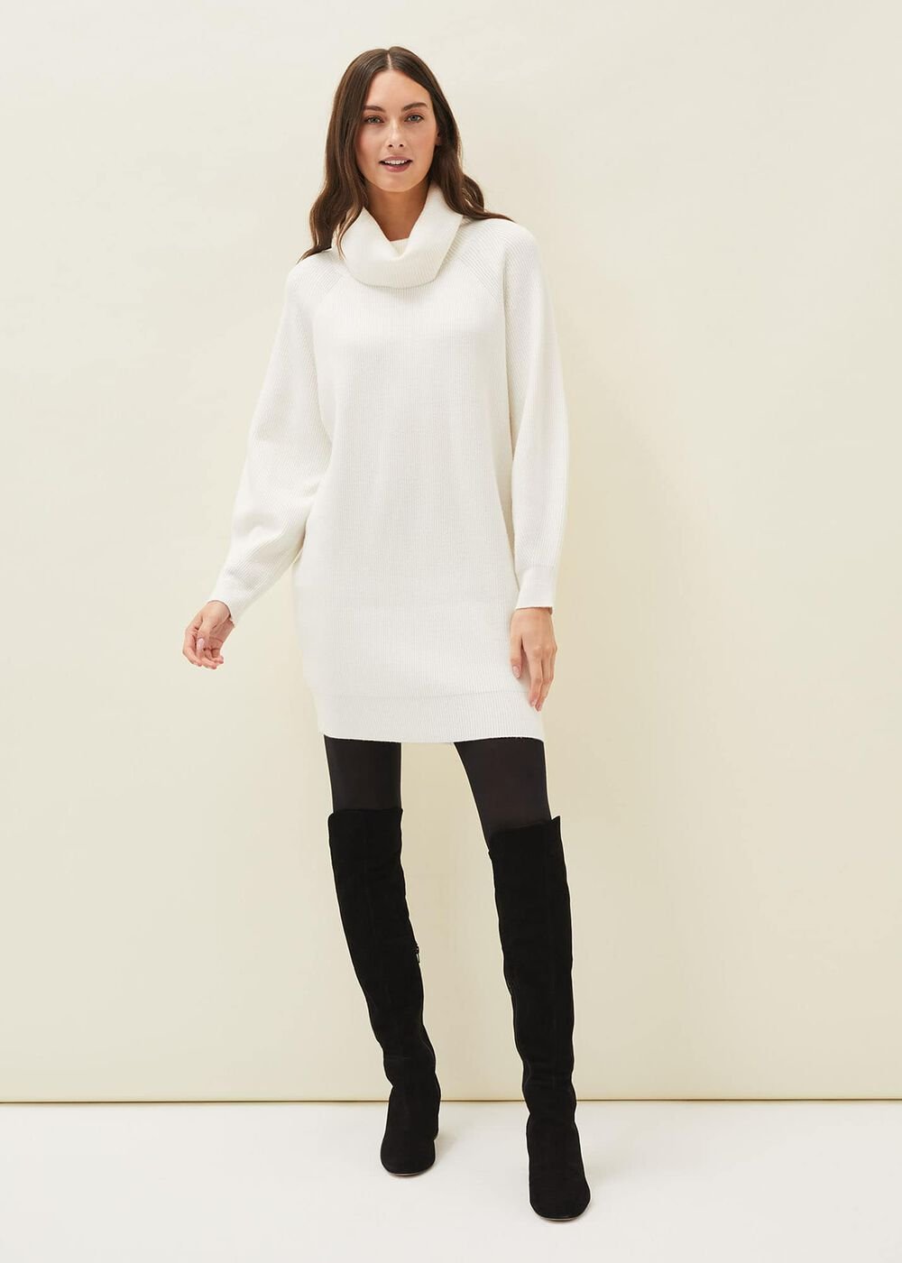 Nisha Roll Neck Jumper Dress Winter White