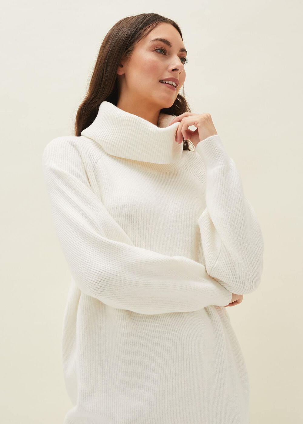 Nisha Roll Neck Jumper Dress Winter White