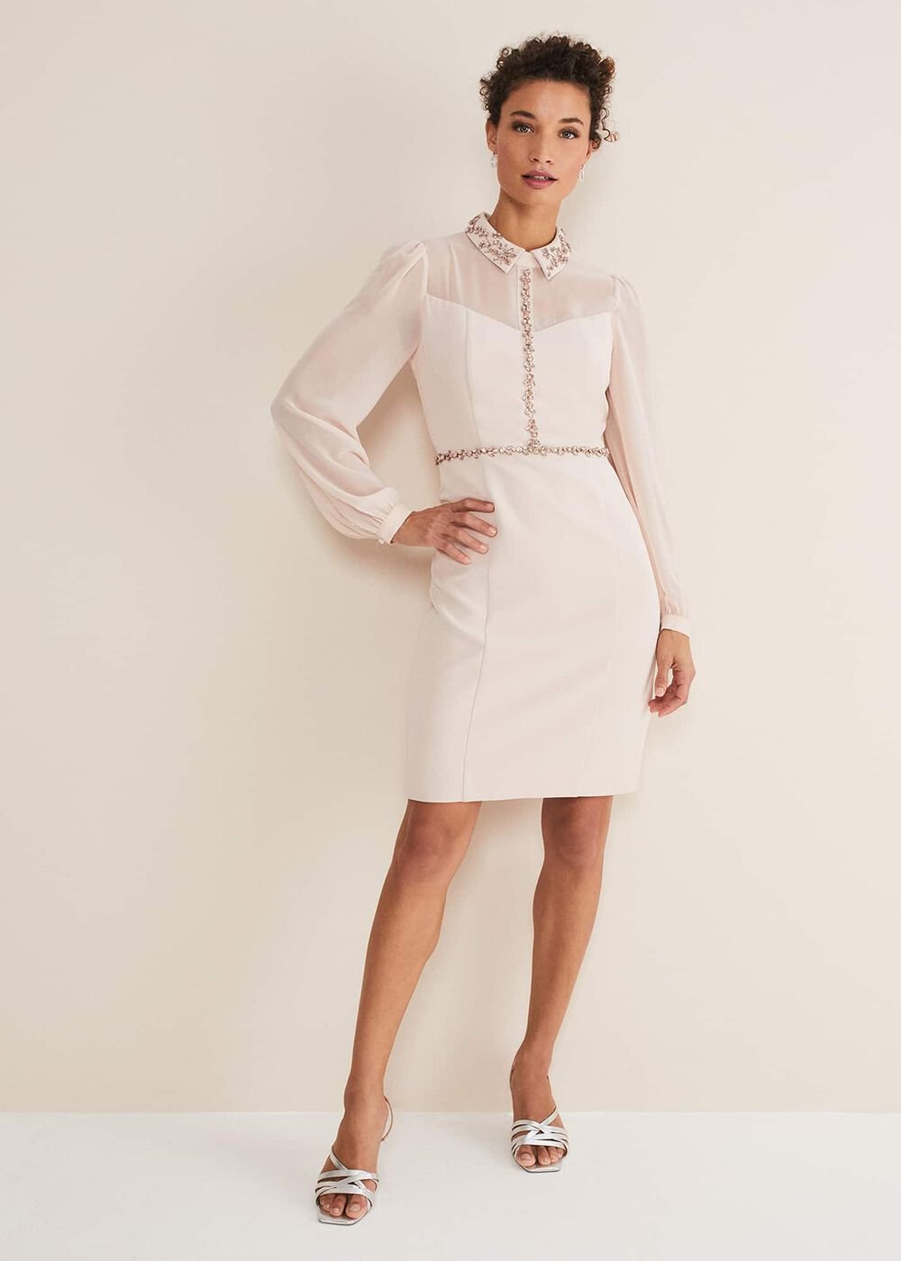 Avah Embellished Fitted Dress Cameo