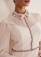 Avah Embellished Fitted Dress Cameo