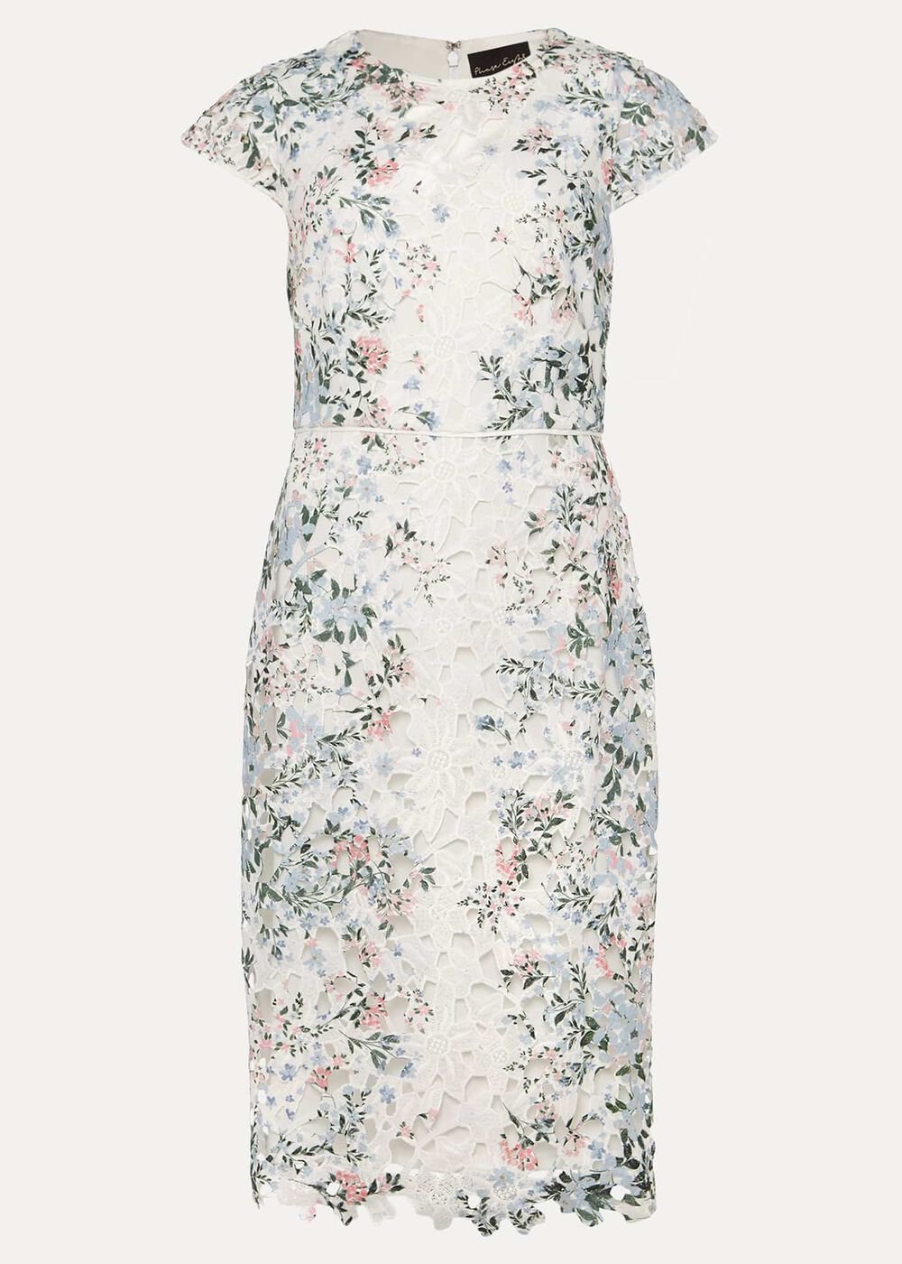 Floral Lace Overlay Pencil Dress Ivory/Multi