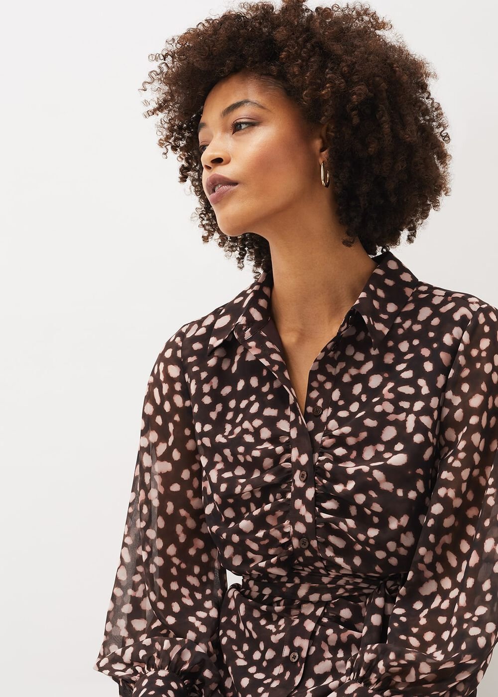 Libby Spot Print Midi Dress Pink Multi