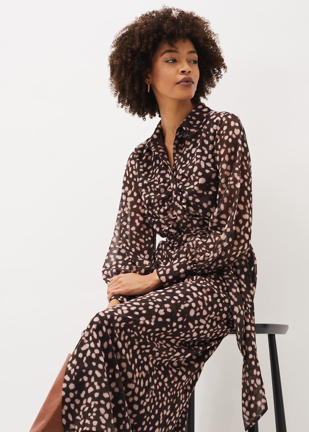Libby Spot Print Midi Dress Pink Multi