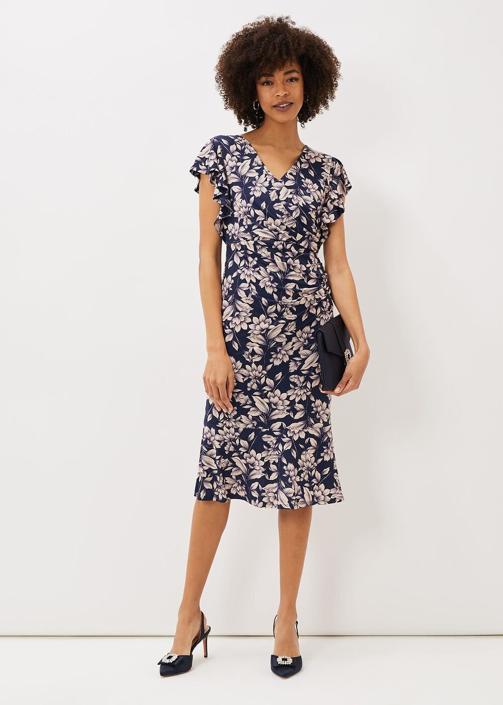 Zendaya Floral Jersey Dress Perussian Blue/Cameo