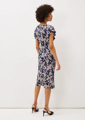 Zendaya Floral Jersey Dress Perussian Blue/Cameo