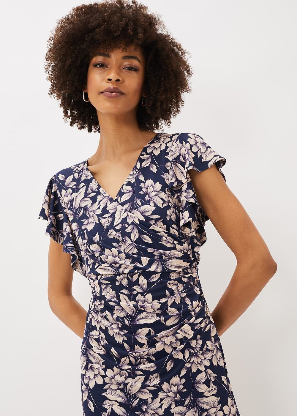 Zendaya Floral Jersey Dress Perussian Blue/Cameo