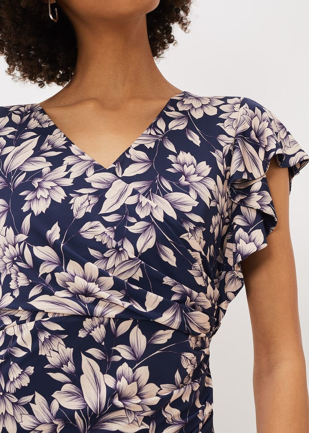 Zendaya Floral Jersey Dress Perussian Blue/Cameo