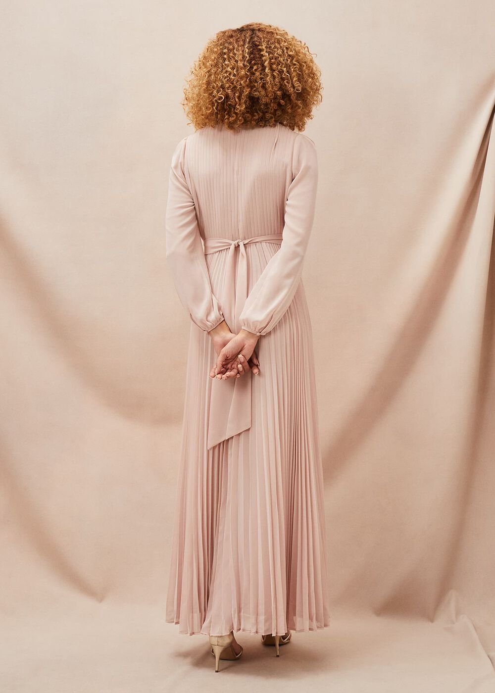 Alecia Pleated Chiffon Maxi Dress Antique Rose
