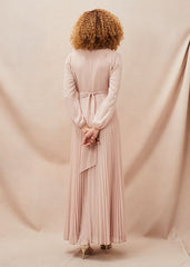 Alecia Pleated Chiffon Maxi Dress Antique Rose